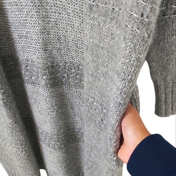 Love stitch Grey Striped Long Chunky Knit Cardigan - Picture 5 of 9